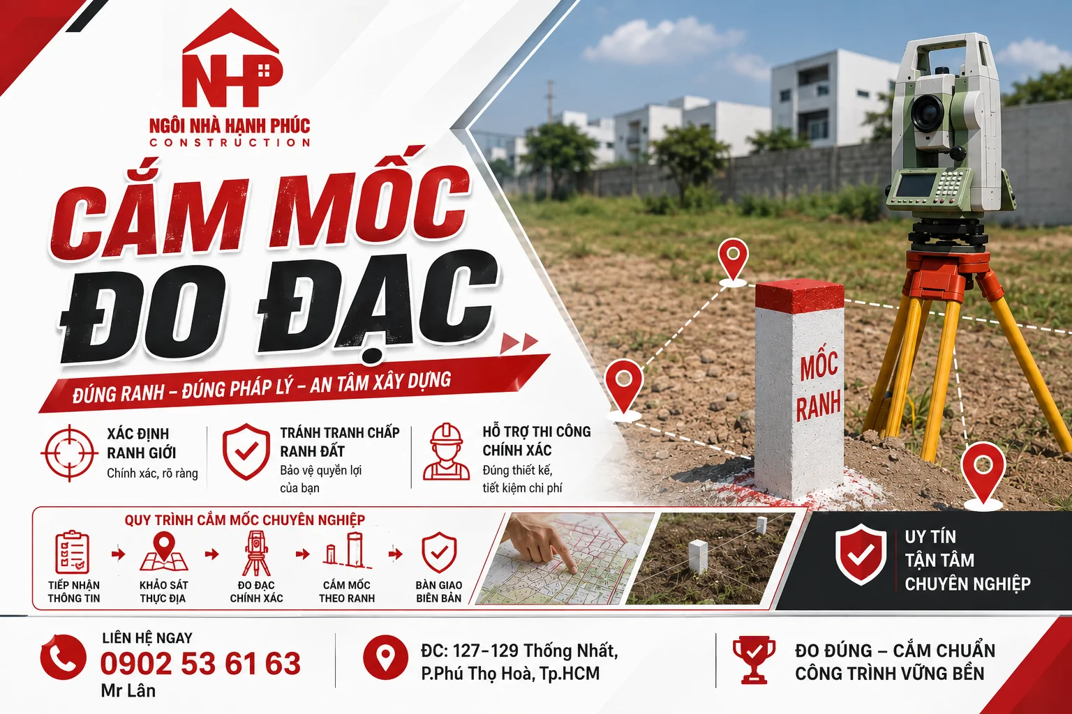 Cắm mốc đo đạc đất tại TP.HCM – Xác định ranh giới chính xác, an tâm xây dựng