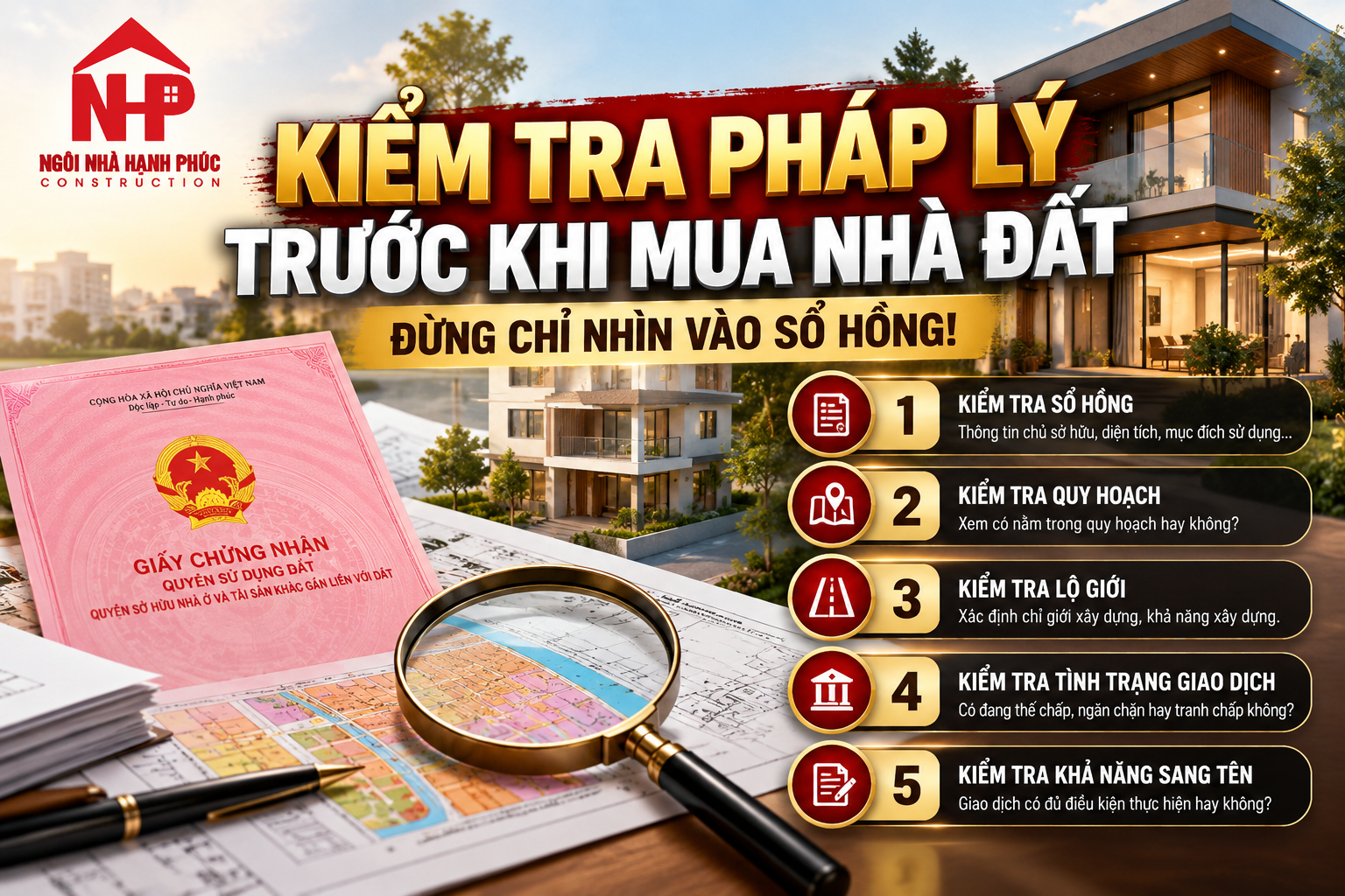 KIỂM TRA PHÁP LÝ NHÀ ĐẤT TRƯỚC KHI MUA: 5 NỘI DUNG QUAN TRỌNG KHÔNG NÊN BỎ QUA